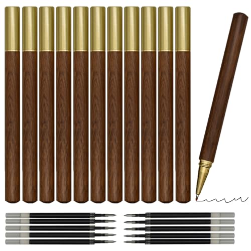 Maydahui Pack 12 Bolígrafos Rollerball de Madera y Metal miniatura 1