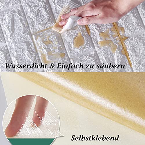 ybaymy 10 Stück 3D Tapete Wandpaneele Selbstklebend Wasserdichter PE-Schaum Steinoptik Ziegel Tapete Moderne Wasserdicht Wandaufkleber 77 x 70cm für Wohnzimmer, Schlafzimmer,Badezimmer Decor