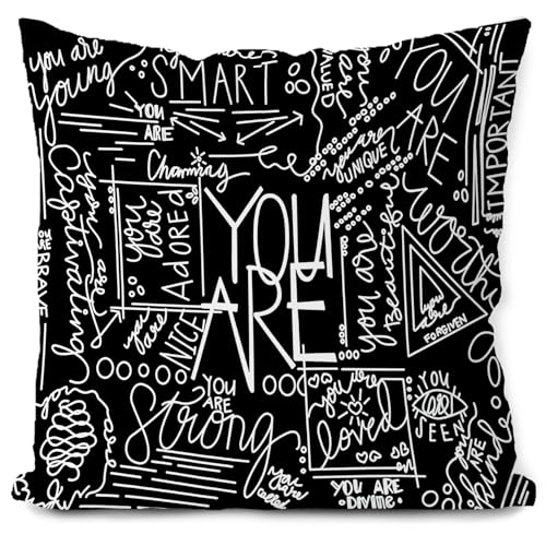 Likjad Presentes de incentivo, fronha de almofada com citações inspiradoras de 18 x 18 polegadas. Capas de almofada You are Brave, You are Smart, presentes de incentivo para mulheres, meninos e
