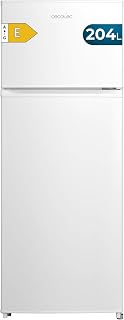 Cecotec Réfrigérateur Combiné Bolero CoolMarket 2D 204 White E, 204L, 143 cm de Hauteur, 55 cm de Largeur, Classe E, Silencieux, Éclairage LED, Compresseur Inverter Plus, Technologie Cyclique, Blanc