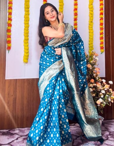 Image of C J Enterprise Women's Banarasi Saree Pure Kanjivaram Style Silk Saree With Blouse Piece for Wedding (BS09)