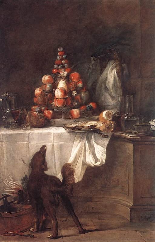 Tableau le Buffet Chardin impression d'art mural vintage 60x90cm