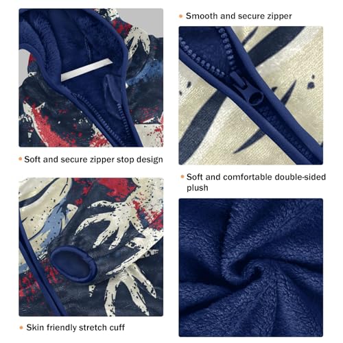 American Flag Axolotl Design Toddler Fleece Jacket Girl Boys Hooded Fleece Jacket Coat Warm Outwear Zip-up 3-10T3