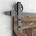 SMARTSTANDARD 8 FT Heavy Duty Sliding Barn Door Hardware Kit, 4FT - 18FT, Black, Smoothly and Quietly, Simple and Easy to Install, Fit 42