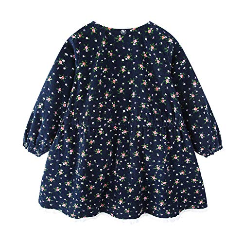 Vestido de pana para niñas Mud Kingdom marrón de 4 años con estilo vintage floral 2