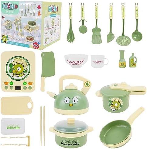 Pretend Play Kitchen Set Kids Kitchen Toy Accessories Toddler Cooking Playset, Pretend Pots Pans Set, Fake Cookware Appliance Utensils, Birthday Gift for 3 4 5 Years Old Girls Boys Baby Child