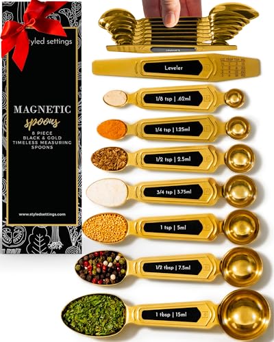 Gold Magnetic Measuring Spoons with Leveler...