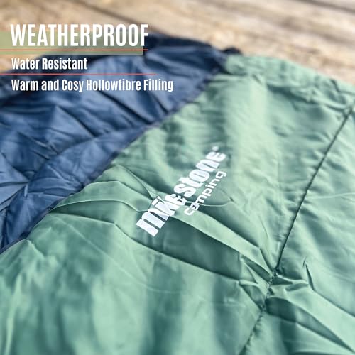 Milestone Hooded Sleeping Bag / 3 Season Single Envelope Style / 250gsm Water Resistant with Carry Sack for Camping Outdoors / 220 x 80cm - Image 5