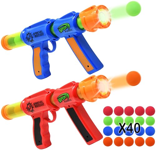 Kiddie Play Toy Foam Blasters & Poppers Atomic Power Air Soft Guns for Kids with 40 Foam Balls (Pack...