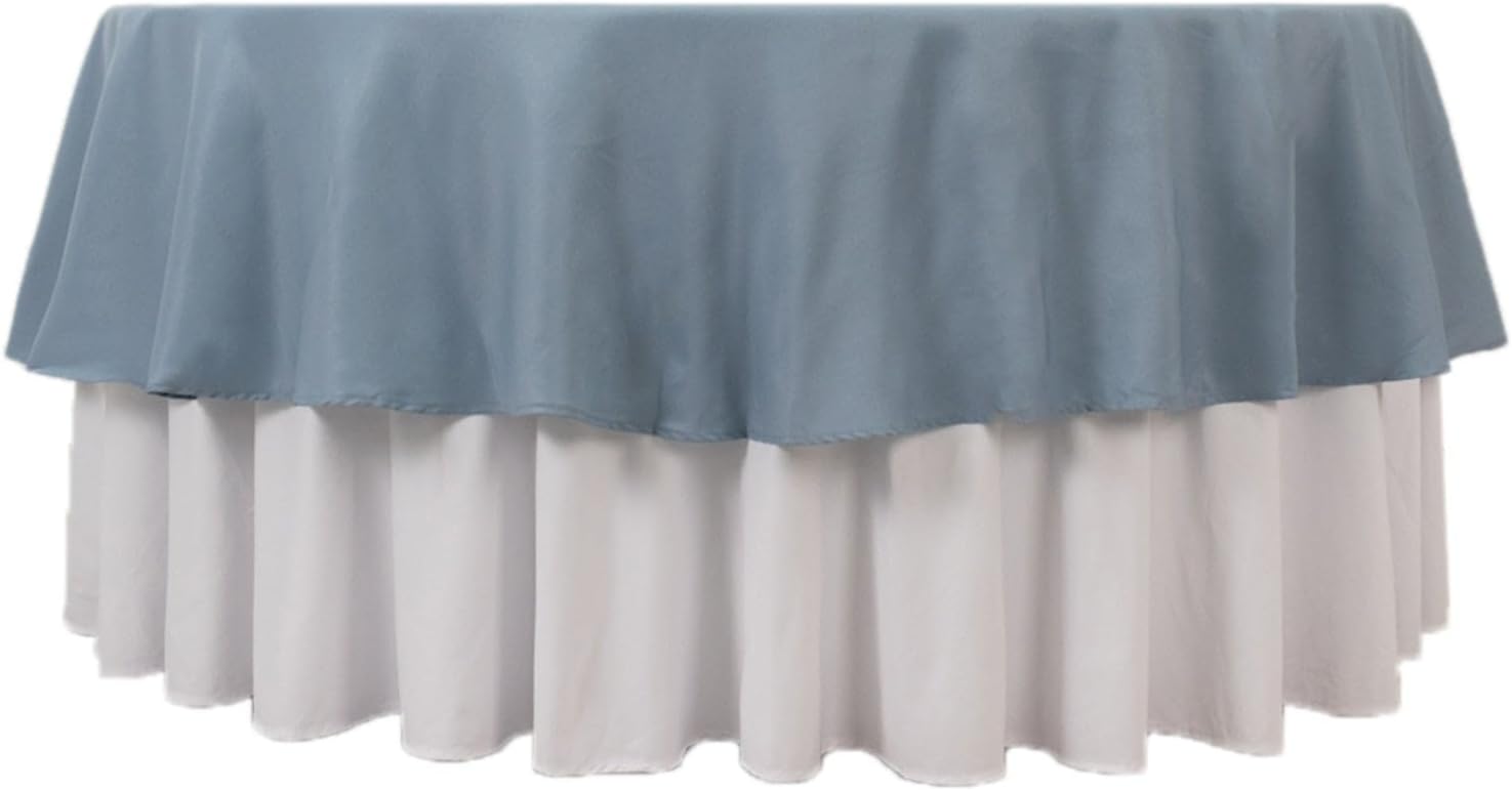 Efavormart 90" Seamless Premium Dusty Blue Linens Polyester Round Tablecloth Commercial Grade for Wedding Banquet Restaurant