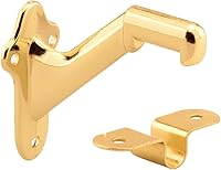 Prime-Line MP9046-4 Brass Plated Zinc Diecast Handrail Brackets with Adjustable Clips (4-Pack) – Secure Stair Support