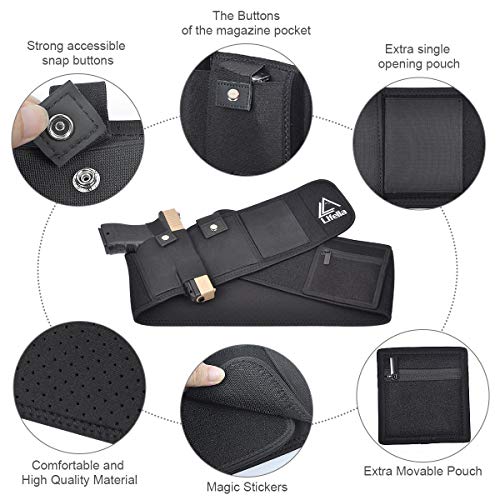 Lifella Belly Band Holster For Concealed Carry Inside Waistband Holster Handgun Carrying System Tactical Elastic Gun Holster For Right Hand With Magazine Pouch For Men Women Running, Hiking, Jogging #TOP2