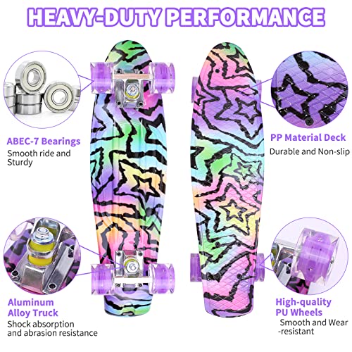 Kqpoinw Kids Skateboard,22 Inch Complete Skateboards For Kids,Teens,Girls,Beginners,Skate Board,Purple Skateboards With Colorful Led Light Up Wheels,Skate Tool thumb #2