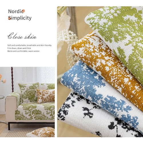 Housse de canapé en chenille jacquard verte antidérapante lavable - 6