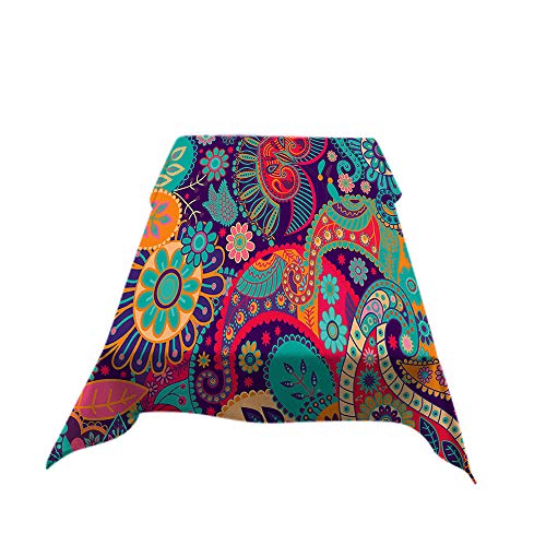 Aoyego Colorful Flowers Rectangle Tablecloth Exotic Curly Ethnic Fantastic Floral Colorful Artistic Oblong Tablecloth 60X84 Inch Polyester For Kitchen Holiday Dinner Hotel Restaurant #TOP1