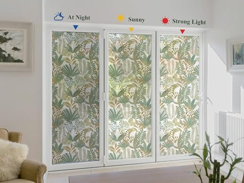 Película para ventana con diseño hoja verde 17.3" x 78.7" miniatura 5