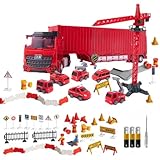 Fiyyuga 工事車両 作業車セット 工事作業車 おもちゃ 信号機付き 持ち運び 人気 作業車 工事車両 ギフト クリスマス 誕生日プレゼント (C)