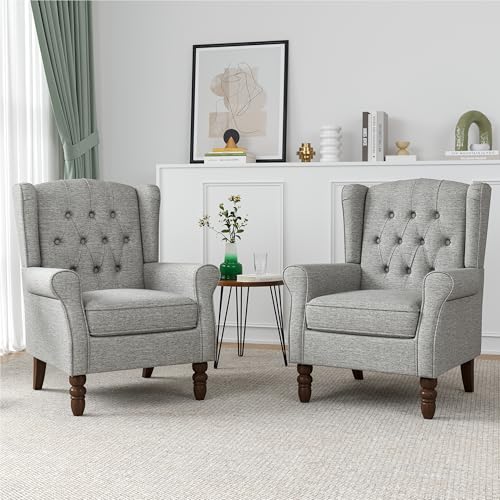 Qatiby High Back Accent Chairs Set of 2, High Wingback