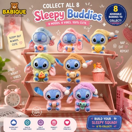 Image of Babique Eat Something Before Sleep Collection Mystery Box Vinyl Plush Toy | Surprise Random Figure | Cute Collectible Model for Home Decor, Birthday Gifts & Kids (1 Random Design)