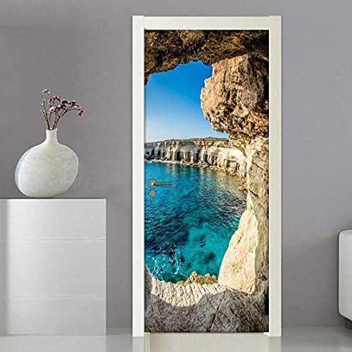 FLFK 3D Door Stickers Peel and Stick 77x200cm,Self-Adhesive Door Murals Wallpaper Poster Cave Seascape Decals for Home Decor(2Pcs/Set) - Image 3
