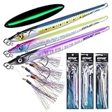 Goture(ゴチュール) メタルジグ 3個セット 200g 17.7cm 3色あり メタルジグセット ジギングルアー 夜光 ロングメタルジグ 急速に沈下 リアルな3Dアイ センターバランス フィッシングルアー ハードルアー 遠投 海釣 船釣 釣具 青物 真鯛 サバ シーバス 海釣 船釣 ジグ 中深海ジギング オールシーズンに対応 カラー1.2.4