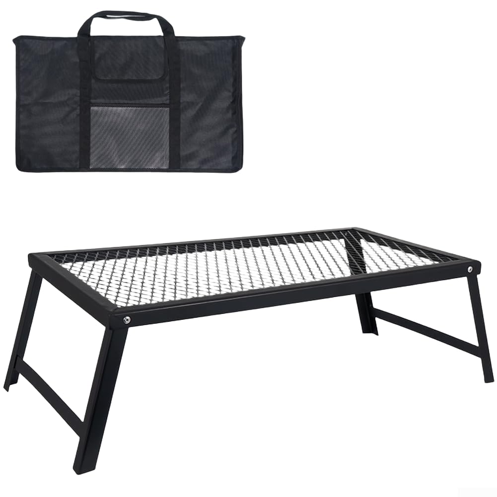 Lekki Stolik Campingowy Składany 55x30cm Siatkowy | Waga tylko 1.4kg, łatwe przenoszenie, idealny na piesze wędrówki, wymiary 55x30cm, siatkowa konstrukcja(Desk+Black bags)