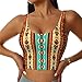 Women Girls Summer U-Shaped Back Sports Bras Elastic for Indiana Western Southwest Ethnic Tribal Navajo Athletic Tops with Pads Quick Dry Sportswear for Workout Training