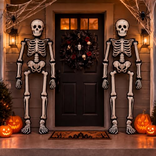 Image of 79 inch Skeleton Halloween Balloon, 2 Jumbo Skull Foil Balloon for Halloween Decorations Indoor, Halloween Home Decor, Halloween Decorations Outdoor
