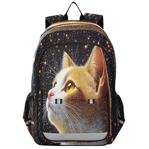 Sac à dos ordinateur portable enfants et ado, grand sac école chat ciel étoilé