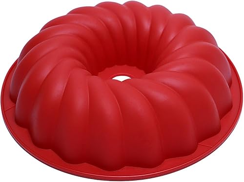 Alimat PluS 1 paquete de moldes de gelatina de silicona azul de 9 pulgadas, molde redondo estriado para hornear, molde de tubo útil, molde de