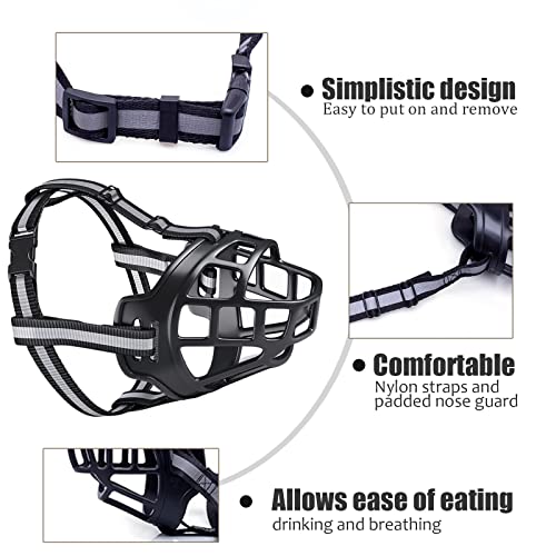Pacify Dog Muzzles, 2023 Upgraded Reflective Basket Muzzle Breathable Soft Muzzle For Anti-Biting, Barking And Chewing #TOP3