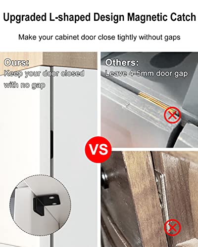 Cabinet Magnetic Catch L-Shaped Jiayi 4 Pack Ultra Thin Cabinet Door Magnetic Catch for Drawer Magnets Adhesive Cabinet Latch Magnetic Closures for Kitchen Closet Door Closing Magnetic Catch Black - Thumbnail 3