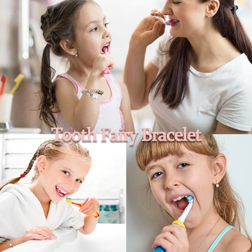 SODLYUE Tooth Fairy Gifts, Tooth Fairy Bracelet, First Tooth Fairy Gift, Lost First Milk Tooth First Fallen Baby Tooth Gift, Tooth Fairy Jewelry for Daughter, Niece, Granddaughter,Nude Pink