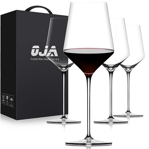 OJA Wine Glasses Set, Crystal Red Hand Blown Wine Glass,
