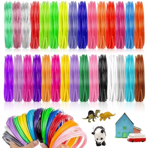 Ksvaye 30 Colores Filamentos Lapiz 3D PLA 1,75 mm Filamento Boli 3D 10 m Cada Uno Filamento Boligrafo 3D Recambio Boli para Impresoras 3D Pen
