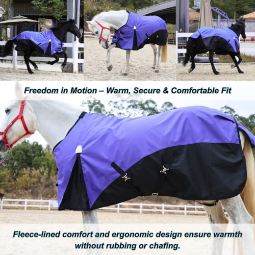 Image of BARN & STABLE 600D Ripstop Lightweight Horse Turnout Sheet No Fill,Water-Resistant & Breathable Horse Blanket for Spring and Mild Weather, with Anti-Rub Fleece Withers