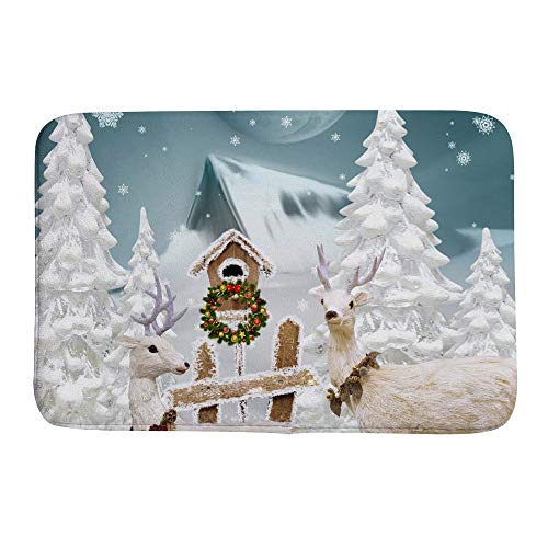 Tapis de bain antidérapant Ruchen absorbant en velours corail doux motif Père Noël