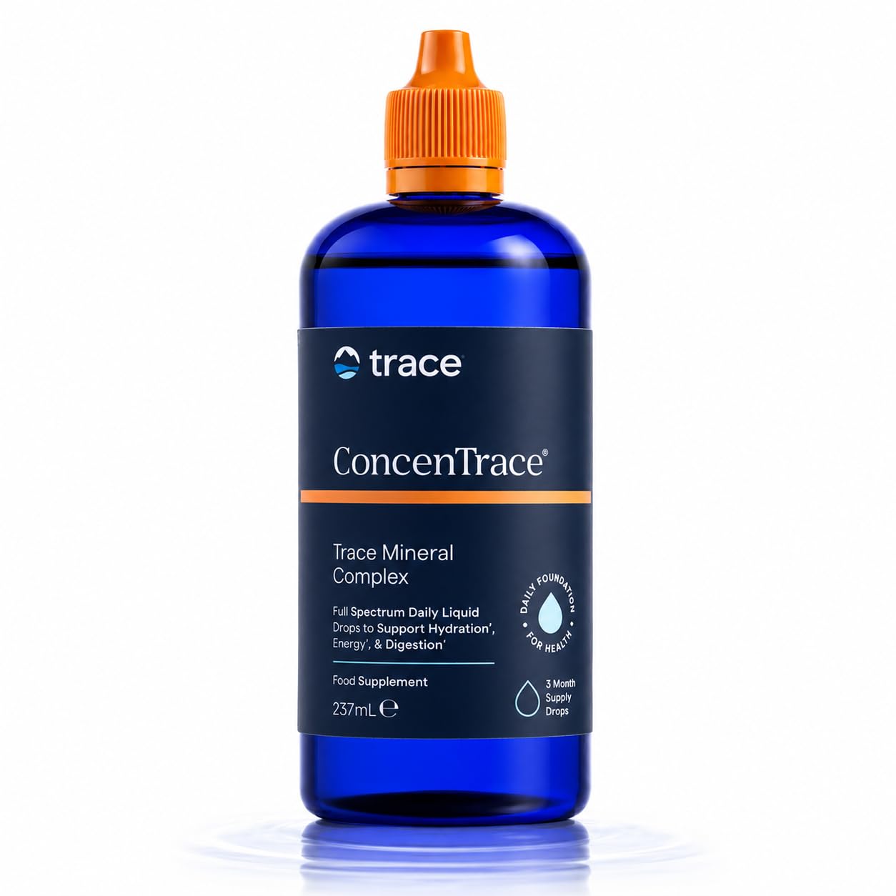 Trace Minerals ConcenTrace Électrolytes & Oligo-Éléments | 237 ml | Magnésium Liquide & Potassium | 70+ Minéraux Ioniques | Hydratation, Énergie & Digestion | Végan | 96 Jours