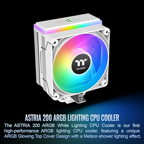 Image of Thermaltake ASTRIA 200 ARGB CPU Cooler; 4 Copper Heat Pipes; 120mm PWM Fan; 500~1800RPM; Single Tower; Intel /AMD; 210W TDP; White; CL-P137-AL12SW-A