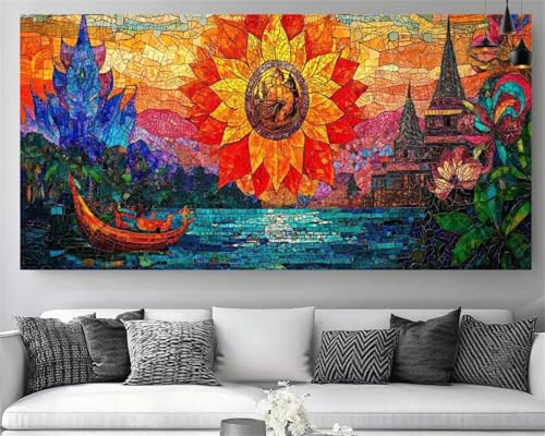 Strass point de croix canvas broderie diamant navire abstrait 50x150cm