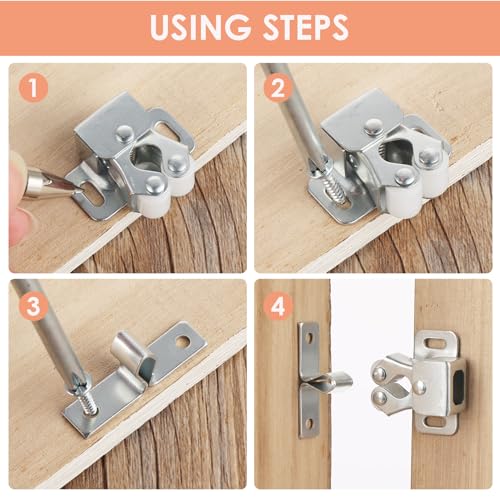 Ouligay 6 Stück Möbelschnäpper Schranktür Doppel-Rollenschnäpper für Schrank Ball Roller Catch Schrankverschlüss Schranktür Kleiderschrank Tür Latch Fang Türschnäpper für Schränk Schranktüren