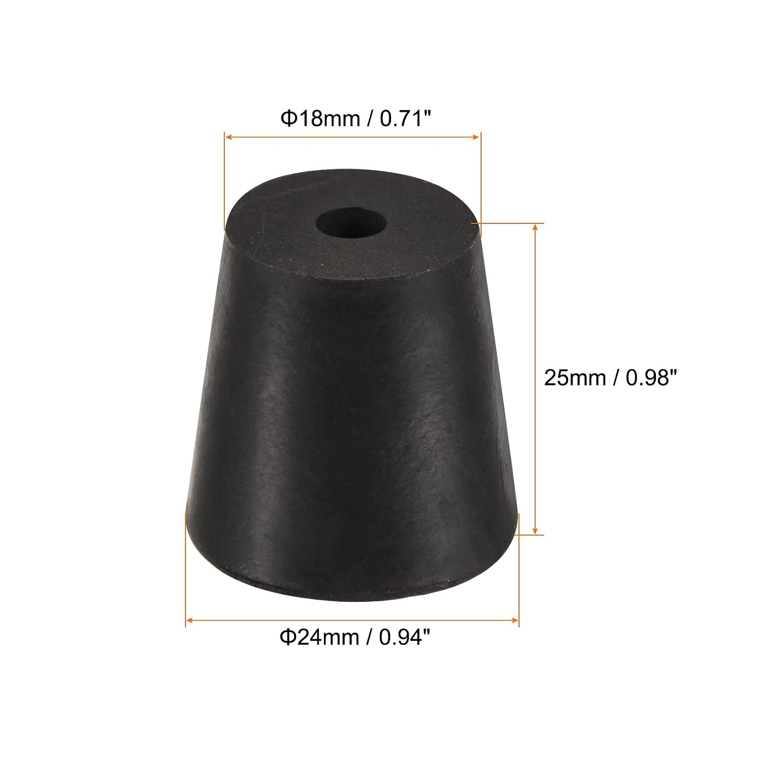 MECCANIXITY Rubber Tapered Plug 18mm to 24mm with Hole Test Tubes Bungs Stopper Black for Lab Home 5 Pieces