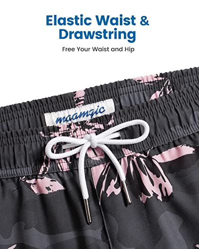Image of maamgic Mens Swim Trunks with Compression Liner 5 Inch, Quick Dry Bathing Suit with Zipper Pockets, No-Chafing Swim Shorts