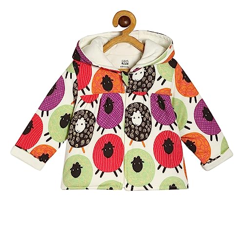 Image of miniklub Baby Hooded Full Sleeve Knitted Cotton Jacket (Red /Purple Color)
