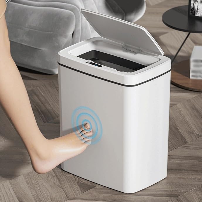 Cubo de basura con sensor automático para cocina e inodoro en color blanco de 30.5 cm 6