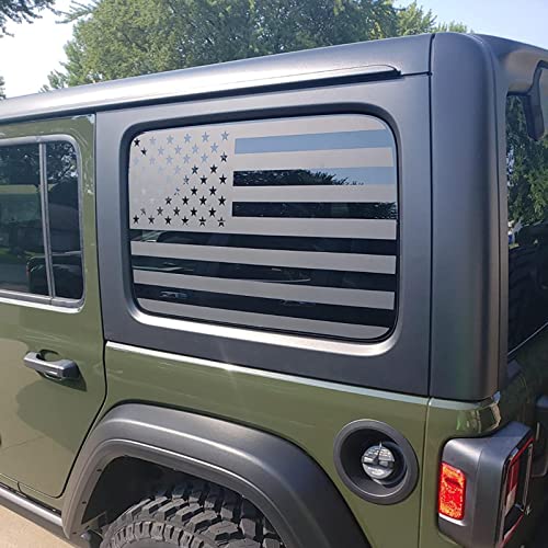 Zxiaochun Rear Window American Flag Decal Fits Jeep Wrangler Jl Jlu 2018-2022 2023, Precut Back Side Window Glass Usa Flag Vinyl Sticker(4 Door) #TOP2