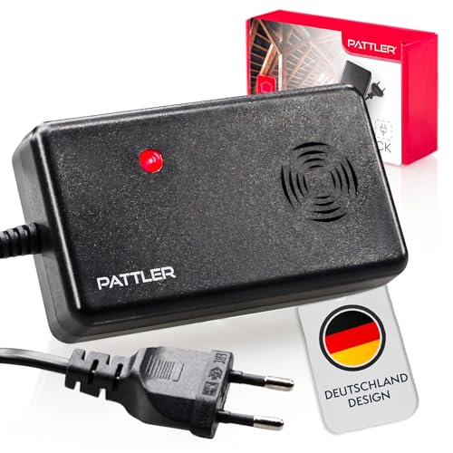 PATTLER Marderschreck Auto mit Stecker – Marderschutz & Marderabwehr Auto mit Ultraschall bis 60m² – Maderschrecker Haus für Garage Dachboden Keller Carport mit Anti Gewöhnungseffekt – 1 Stück