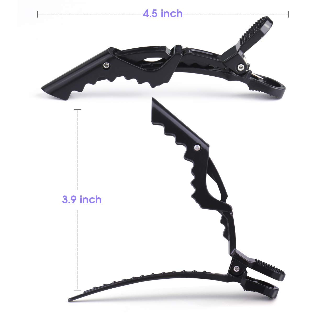 GLAMFIELDS 12 pcs Alligator Hair Clips for Styling Sectioning, Non-slip Grip Clips for Hair Cutting, Durable Women Professional Plastic Salon Hairclip with Wide Teeth & Double-Hinged Design Black
