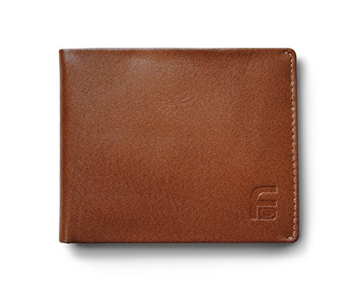 RFID Blocking Men's Bifold Wallet - Genuine Deluxe Camel Leather, ID Theft Protection