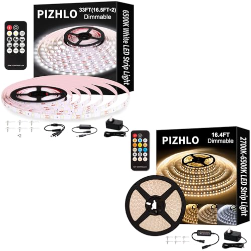 33 pies Tira de luces LED blanca con control remoto miniatura 1